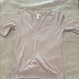 Banana Republic Soft Gray V-Neck Top